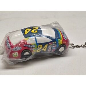 Vintage 1998 Jeff Gordon 24 DuPont NASCAR Plush Race Car Keychain New In Bag